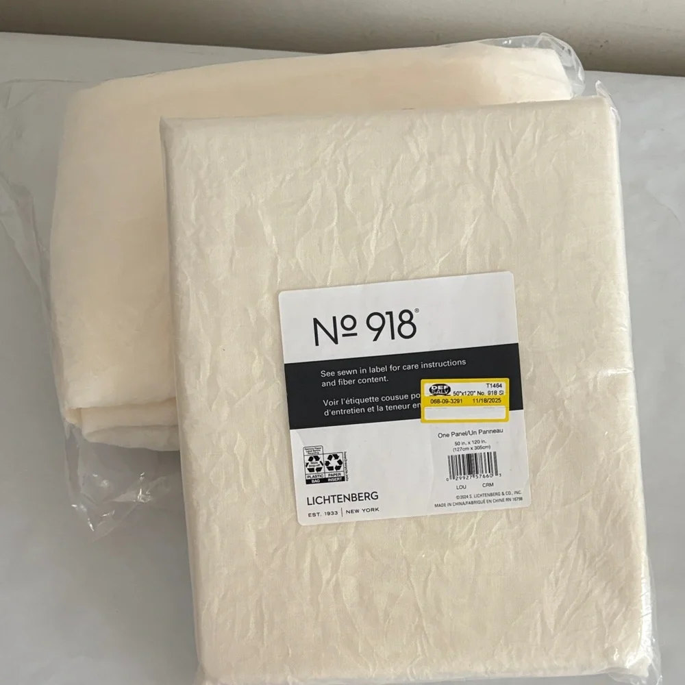 2 Lichtenberg No. 918 Lou Semi-Sheer Rod Pocket Curtain Panel 50 x 120 cream